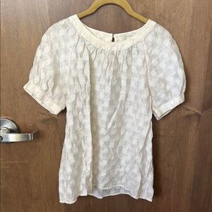 🤍 Vintage J.Crew Sheer Cream Polka Dot Blouse | Size 4